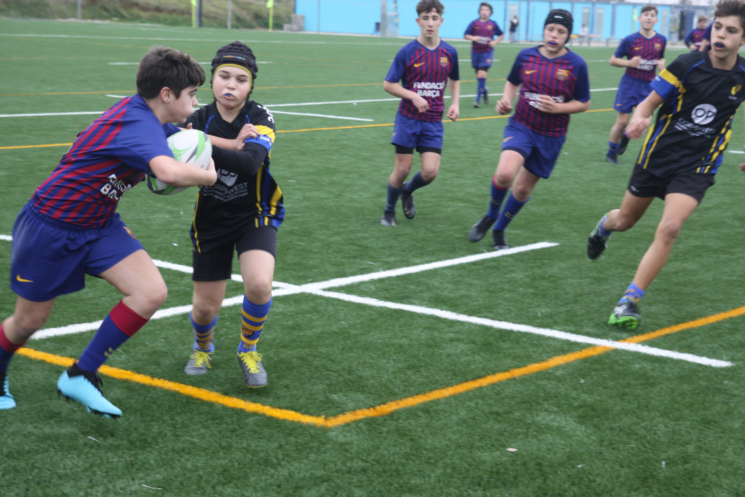 partido entre el Barça Rugby y el CRUC Sub 14