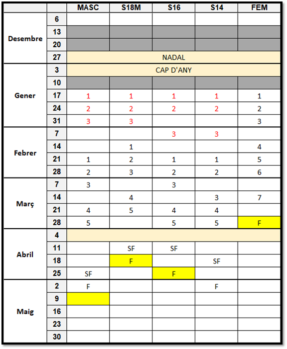 nuevo proyecto de calendario tras las restricciones por el coronavirus