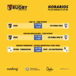 Horarios de los partidos de las categorías del Castelldefels Rugby, días 27 y 28 de febrero