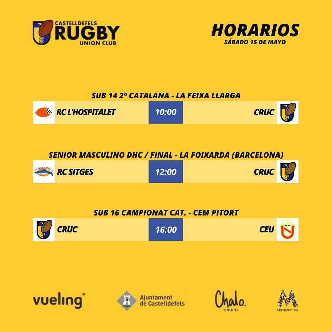 agenda del 15 de mayo, partidos del Castelldefels Rugby Union Club