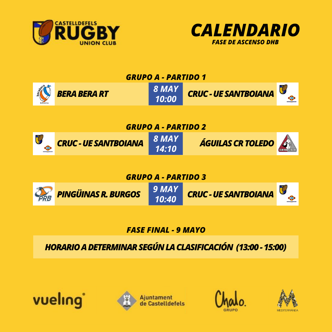 horarios del cruc senior femenino en la fase de ascenso a dhb