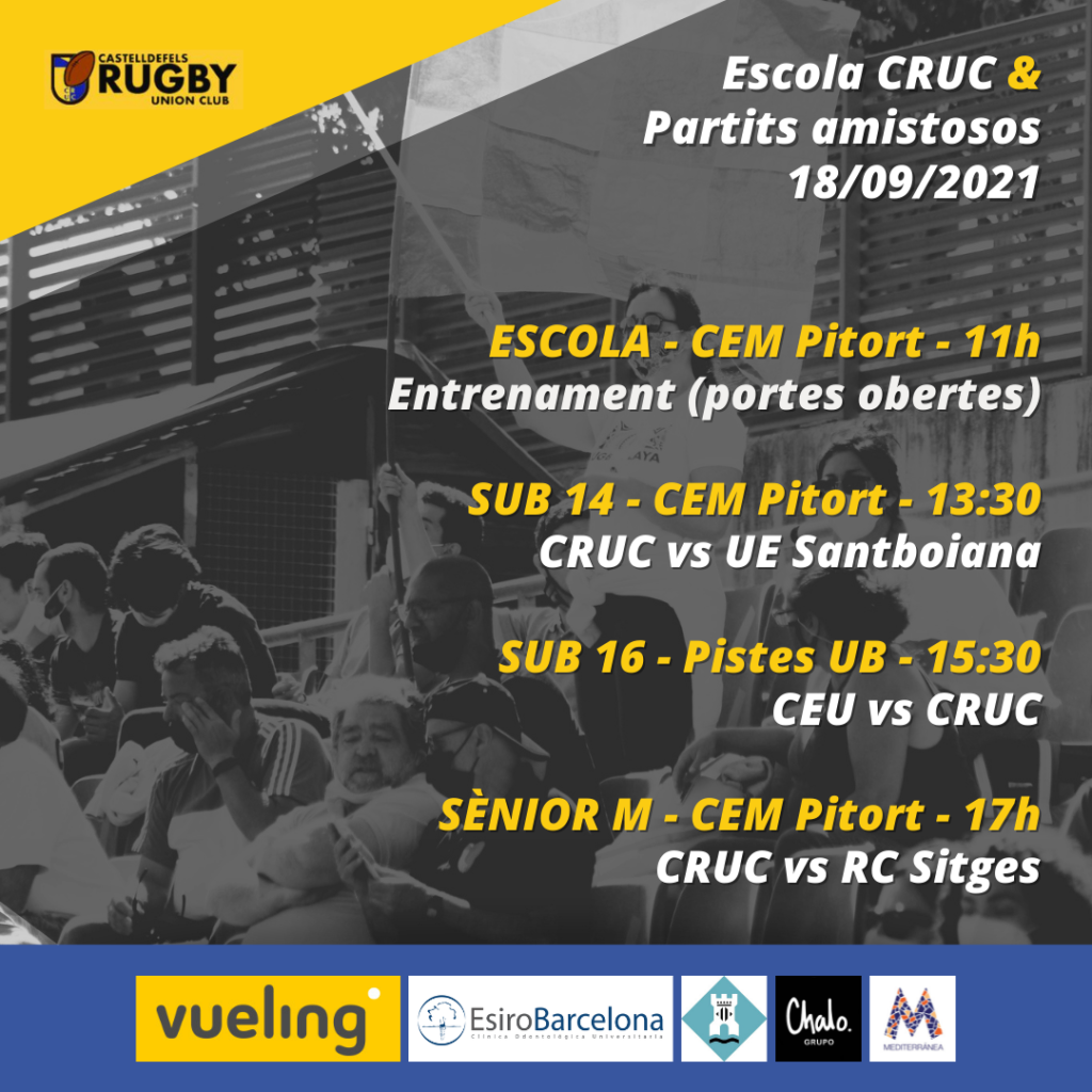 Horarios de los partidos del Castelldefels Rugby Union Club del día 18 de septiembre de 2021