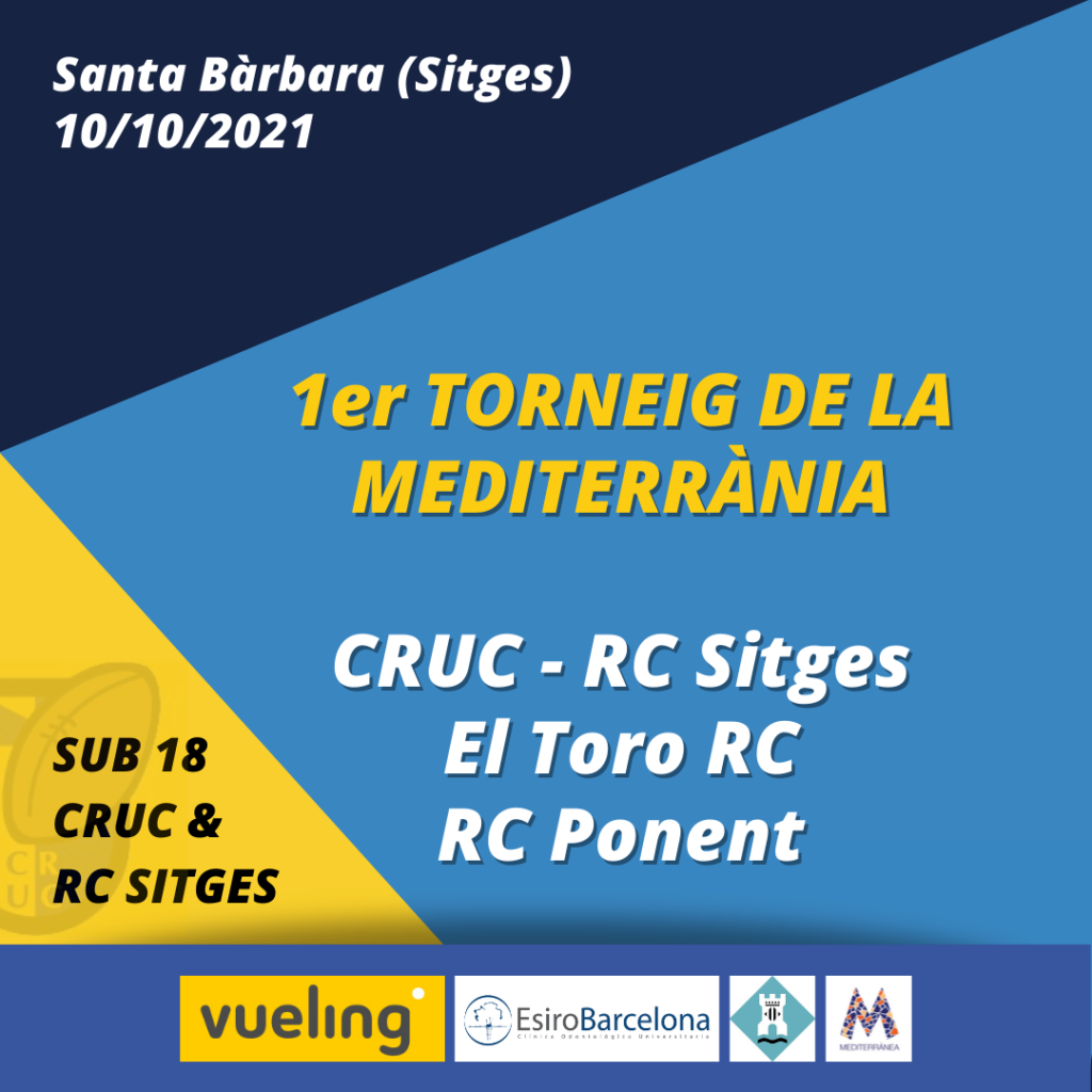 Cartel promocional del Torneig de la Mediterrània, en el que participa el Castelldefels Rugby Union Club junto al RC Sitges