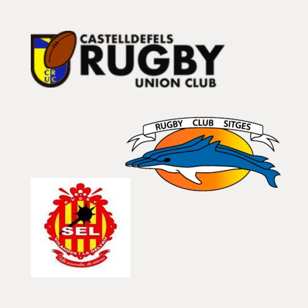 imagen de los logos del combinado sub 18 de rugby: CRUC, Sitges y SEL Vilanova