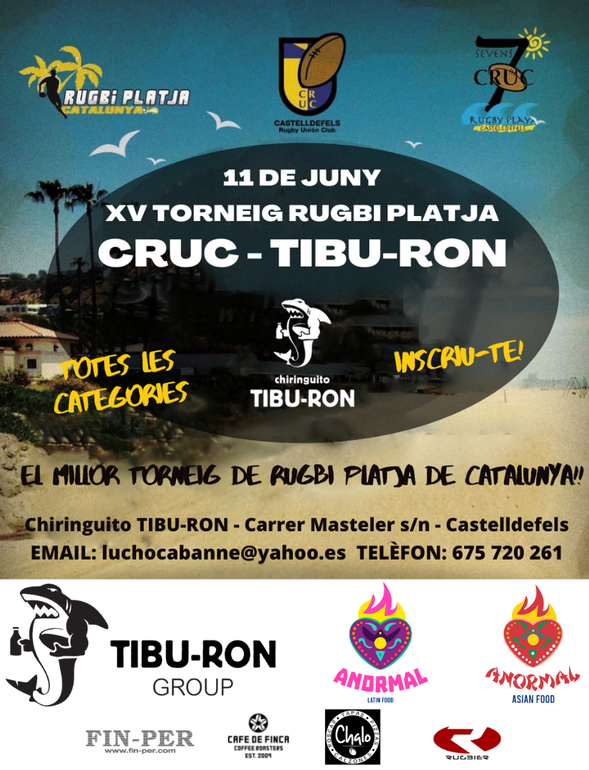 cartel cruc tiburon rugby playa de castelldefels